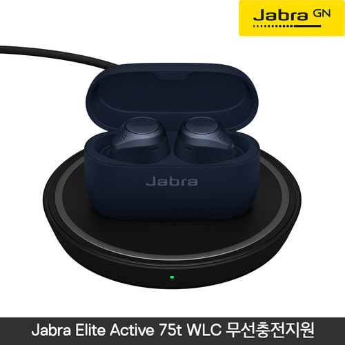 [충전패드증정][국내정품][방수지원][무선충전][ANC지원] 자브라 Jabra Elite Active 75t WLC 네이비 블루투스 무선이어폰(당일발송)