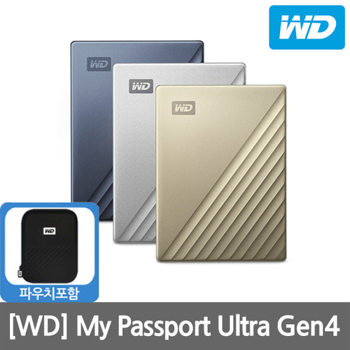 [파우치1:1증정][온라인인증점][WD] MY PASSPORT ULTRA GEN4 4TB/1TB/2TB 2.5인치 외장하드 USB C타입(세금계산서발행가능)(KHPLZ)